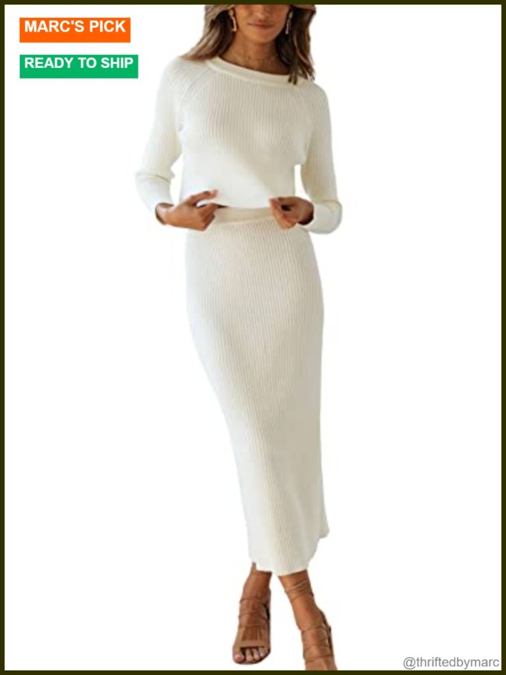 Cropped Sweater Top and Maxi Bodycon Skirt Set 2 Piece Outfit